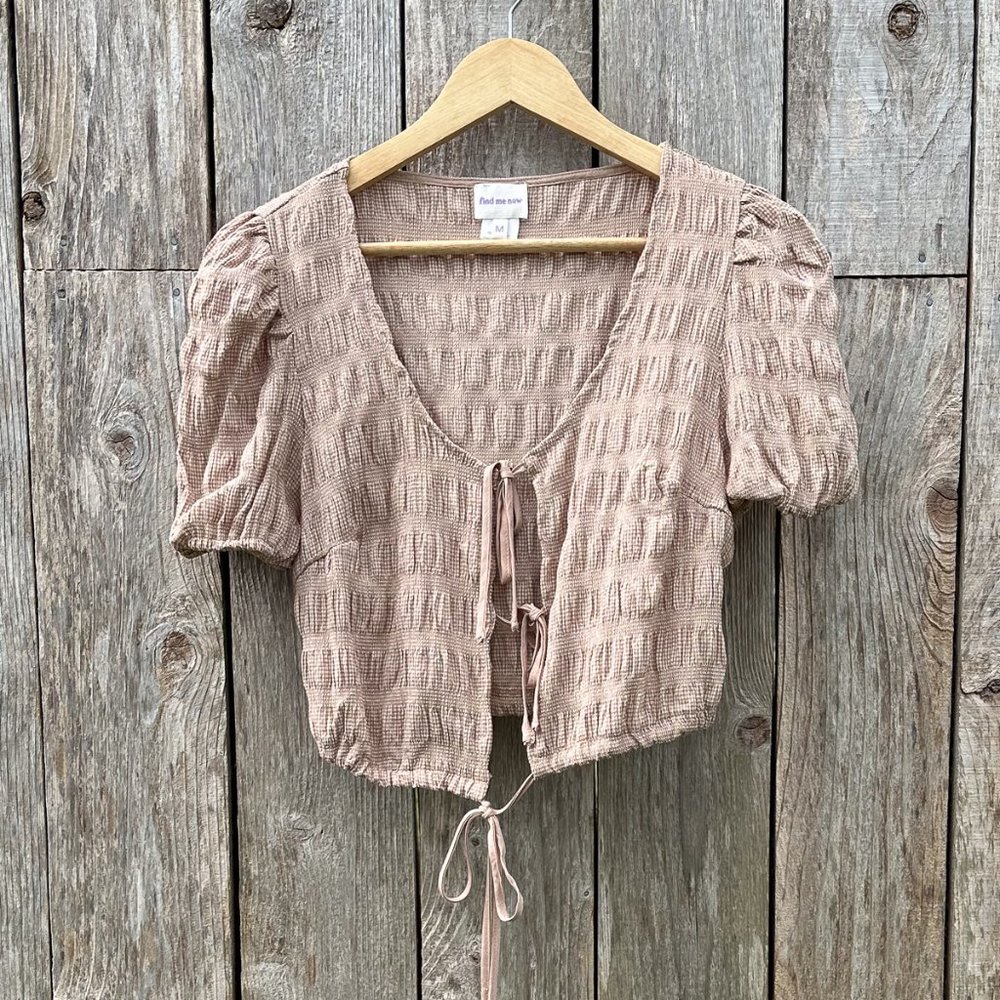 COPY - Find Me Now Gingham Tie Front Top size M